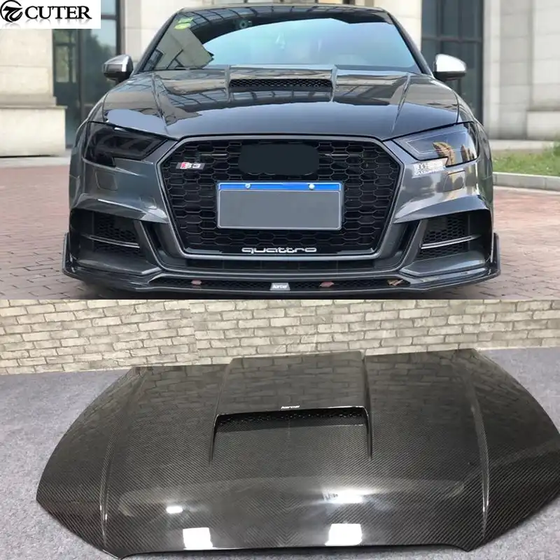 A3 carbon fiber rear bumper diffuser lip with LED lights for Audi A3 S