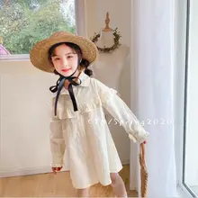 Новое платье с оборками для девочек модные весенние хлопковые платья для девочек 3-8 лет, C498