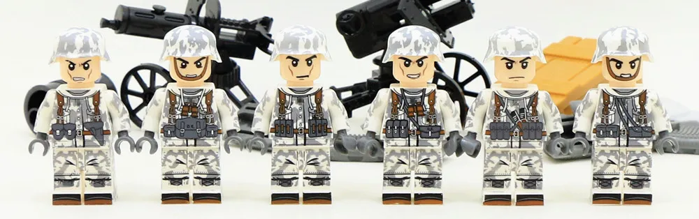 6 шт. немецкая армия спецназ белый Ghillie костюм Солдат Военные строительные блоки фигурки кирпичи Мальчики Обучающие игрушки подарки для детей