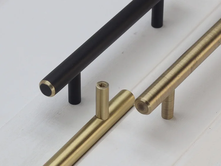 Modern Minimalist Brass Material Cabinet Handle Straight Circular Article Cabinet Wardrobe European Style Drawer American-Style