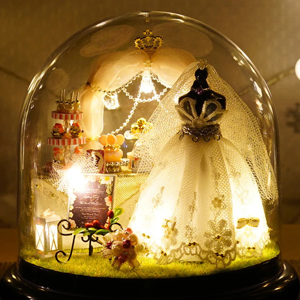

DIY Doll House Mini Doll House DIY House Wedding Dress with LED Glass Model Flash DIY Educational Beautiful Dreamlike House