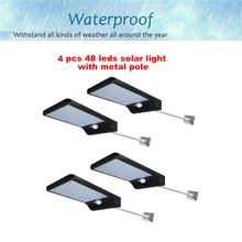 2/4pcs High Power Luz Solar 48 leds Waterproof IP65 Outdoor Solar Garden Light Sunlight LED Solar Light For Grassland Landscape