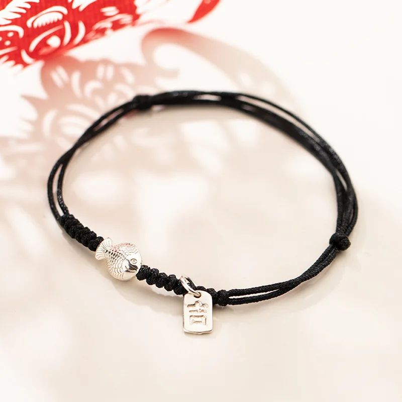 라 Monada  물고기 레드 로프 팔찌 레드 스레드 라인 문자열 쥬얼리 팔찌 럭키 조절 축복