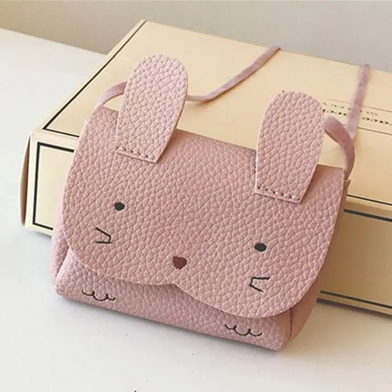 Симпатичная сумка через плечо из искусственной кожи для девочек, новые сумки-мессенджеры для малышей, сумка-кошелек с мультяшным кроликом - Цвет: Pink