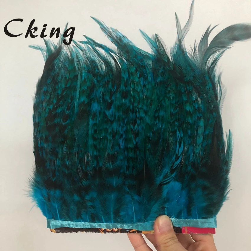 

5-10 м/лот окрашенный Бирюзовый цыпленок фазана отделка шитье кружева Плюмаж DIY Натуральное перо лента бахрома украшение для дома Вечерние