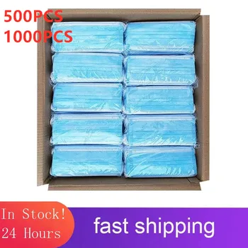 

500-1000PCS Mouth Masks 3 layer safe Filter Face mask Anti-pollution Disposable Non Woven Mask Breathable Protective Mascarillas