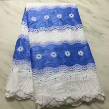 Африканская морская Базен парча Дамасская ткань для Femme Robe Базен Riche Brode со швейцарским хлопковым кружевом 5 ярдов PL02