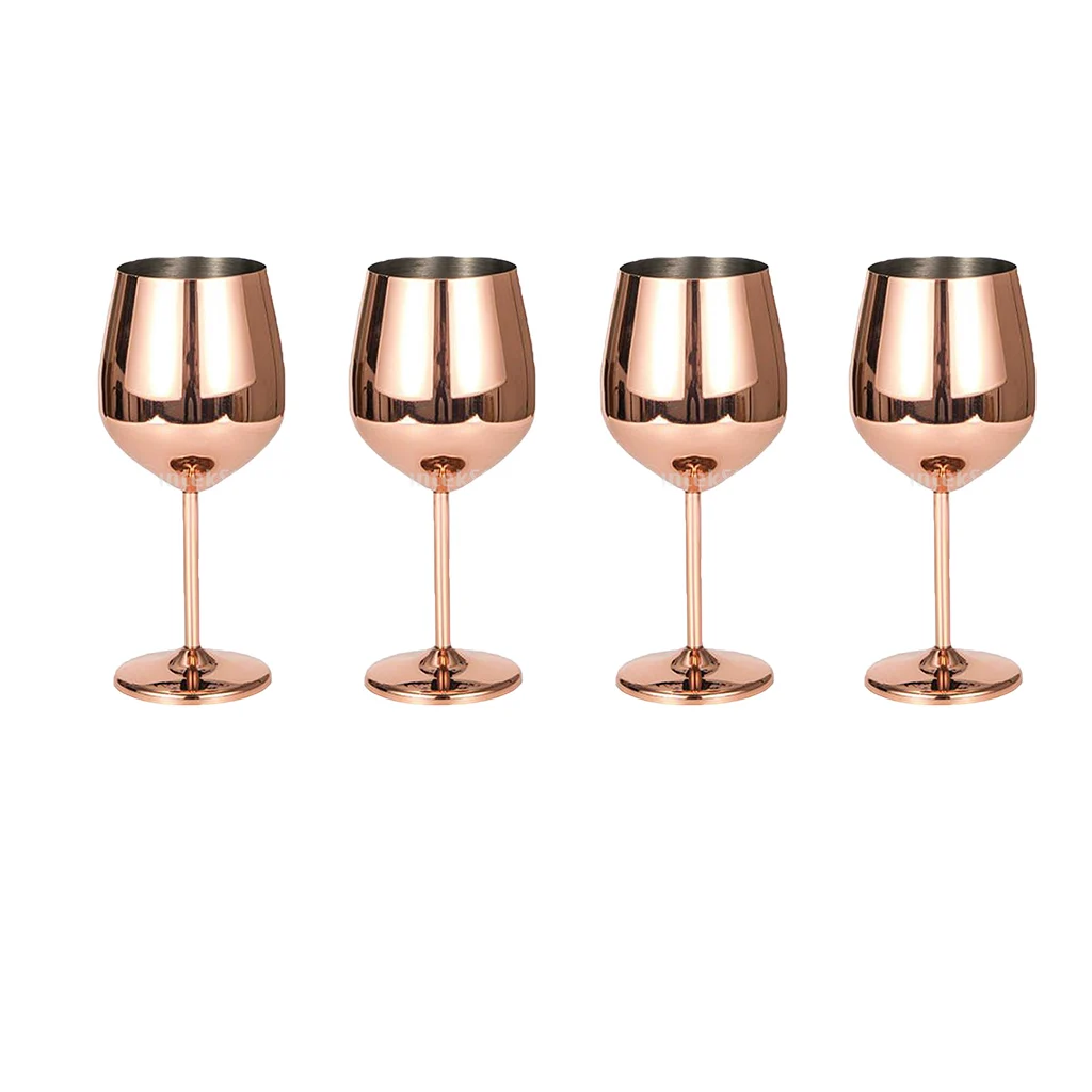 4 Pcs Stainless Steel Wine Glasses Red White Wine Goblets Champagne Bar