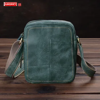 

Handmade Men's Bag Shoulder Bag Retro Leather Men Casual Small Bag Crazy Horse Leather First Layer Leather Diagonal Package Soft