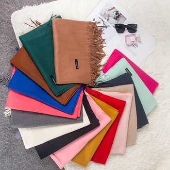 

Korean fashion in spring autumn and winter new thin solid color sheep cotton scarf ladies increase fringed scarf air