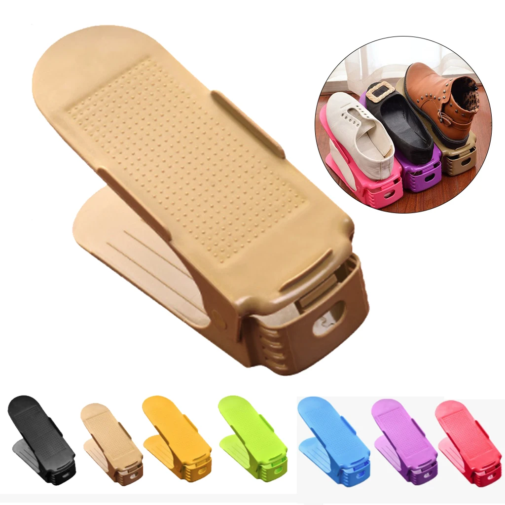 

10 Pcs Shoe Organizer Durable Adjustable Footwear Support Slot Space Saving Cabinet Closet Stand Shoes Storage Rack Shoebox