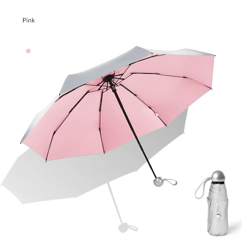 Umbrella 1 Pink 8 ребра карманный мини зонтик Детский ветрозащитный Женский Мужской УФ зонтик анти-солнце зонты для складной зонтик светильник портативный дождь - Цвет: Umbrella 1 Pink