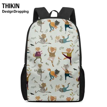 

THIKIN Back To School Funny Fox Floral Backpack Cute Chidlren's Schoolbag for Kids College Book Bag Mochila Feminina Escolar