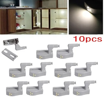 

10Pcs LED Smart Touch Induction Cabinet Light Cupboard Inner Hinge Lamp Sensor Light Night Light for Closet Wardrobe
