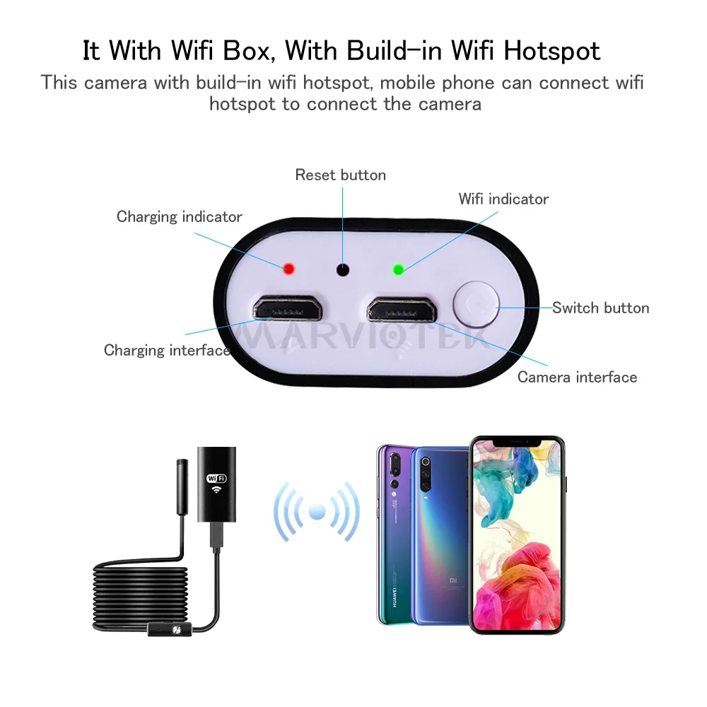 9 мм эндоскоп Wi Fi камера видеонаблюдения мини HD 720P Endoscop для Android мягкий кабель