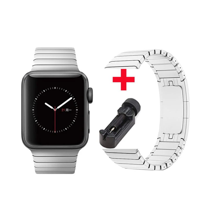 Соединяющий ремешок браслета для apple watch band 42 мм 38 мм apple watch 4 iwatch belt 44 мм 40 мм 3 2 1 металлический ремешок из нержавеющей стали - Цвет ремешка: silver