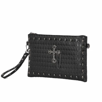 

Women/Men Fashion Shoulder Bag Pu Leather Crossbody Bag Small Purse Skull Embossed Clutch Bag Rivet Envelop Bag for Girls