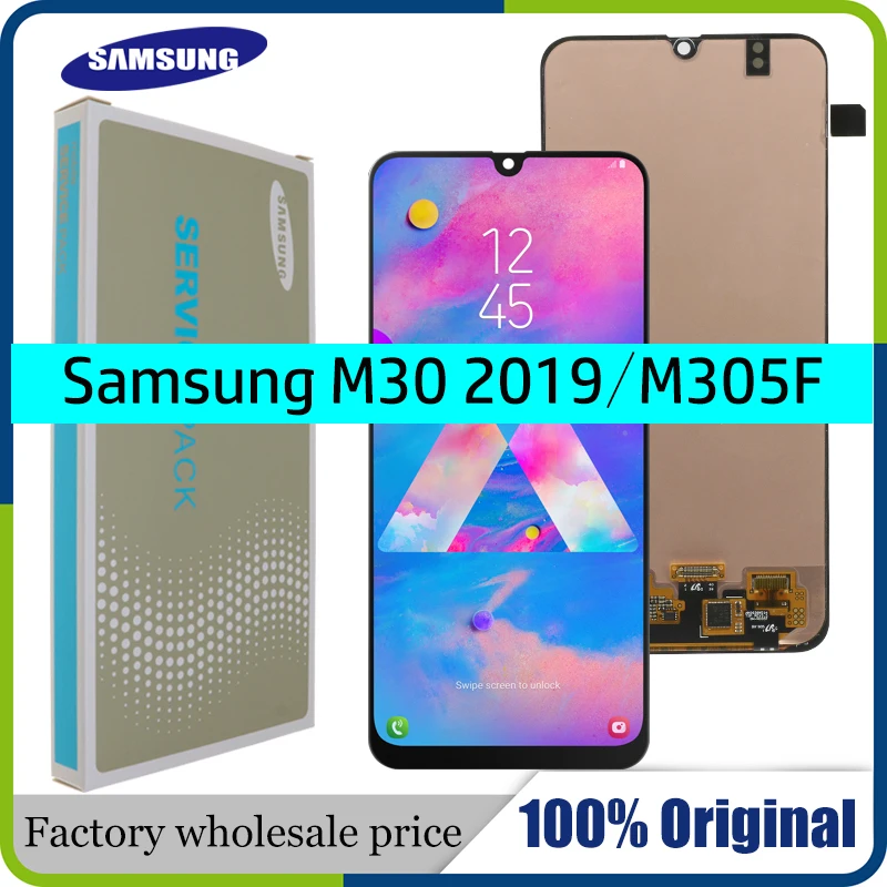 6,4 ''AMOLED для samsung Galaxy M30 M305 M305F lcd кодирующий преобразователь сенсорного экрана в сборе Замена для samsung M30 lcd