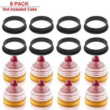 

8PCS DIY Silicone Mold Cake tools French Dessert Bakeware Cutter Round Shape Decorating Tool Tart Ring Perforated Mousse Circle
