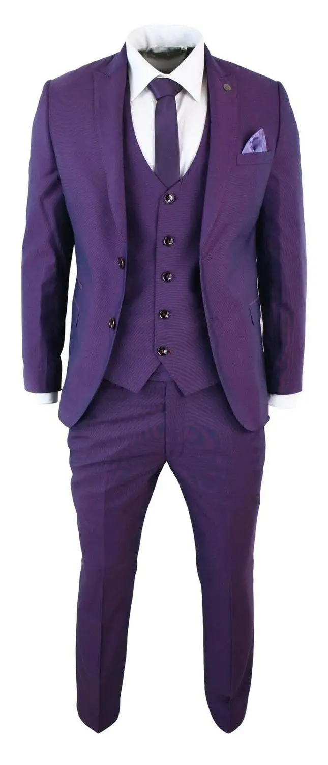 Abito da uomo viola 3 pezzi abito a spina di pesce Vintage Peaky Blinders  anni '20 Trim Work occasionale Wedding Party Prom smoking da sposa|Suits| -  AliExpress