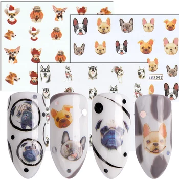 

1pcs Cartoon Dog Nail Art Sticker Lovely Puppy Water Transfer Decal Full Wrap Cute Animals Slider Nail Art Decore JIBLE2292-2302