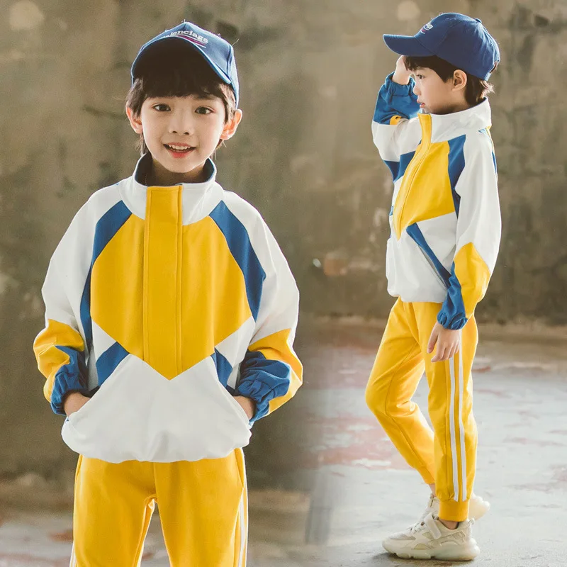 

2019 Spring New Style BOY'S Big Boy Fashion Spring And Autumn Korean-style Contrast Color Joint Set Two-Piece Set Childrenswear