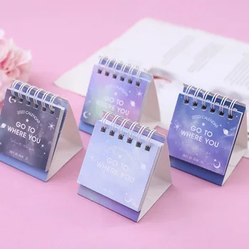 

2020 Year Go to Where You Desk Calendar DIY Starry Sky Mini Calendars 2019.09~2020.12 School Office Supplies