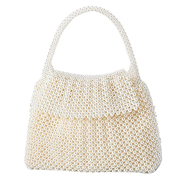 

Handmade Beaded Retro Pearl Bag Woven Mini Female Diagonal Mobile Phone Bag Evening Bag Clutch Bag