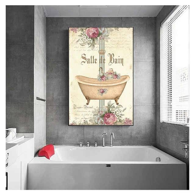 Acheter Affiches Vintage imprimées pour Salle De Bain, tableau noir, toile  d'art mural fin et minable, images, peintures De décoration De Salle De Bain  française