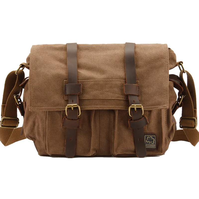 

Qisemian Models in Europe And America Canvas Messenger Bag Shoulder Large-Volume Messenger Backpack