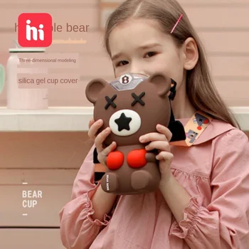

Hug Bear New Tritan Water Bottle Kettle Child Straw Learning Cup 380ML Kids Cups Baby Cup Food Grade Tritan Material, BPA Free