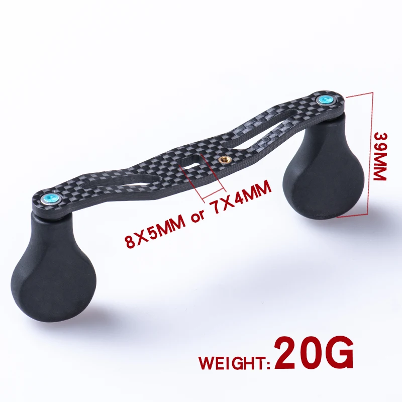 Fishing Reel Fishing Tackle Accessory ARTSEA Refit Carbon Fiber Fishing Reel Handle Rocker Light Weight 20g Rubber Knob for DAIWA or SHIMANO Baitcasting Reel
