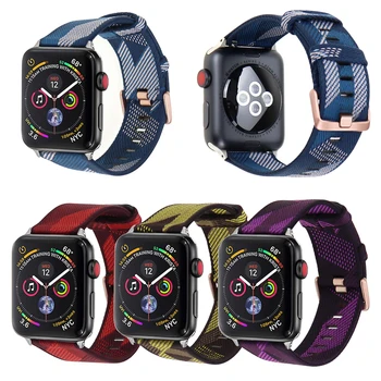 

Compatible with Apple Watch Band 42mm 38mm 44mm 40mm Replacement Genuine Leather Canvans Strap Wristband for Iwatch Bands