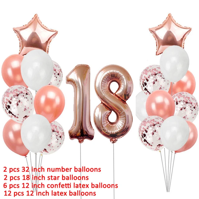 Numéro Ballon 18 Ans Rose Or Rose Bouquet De Pearl * Hourra 18 Ans