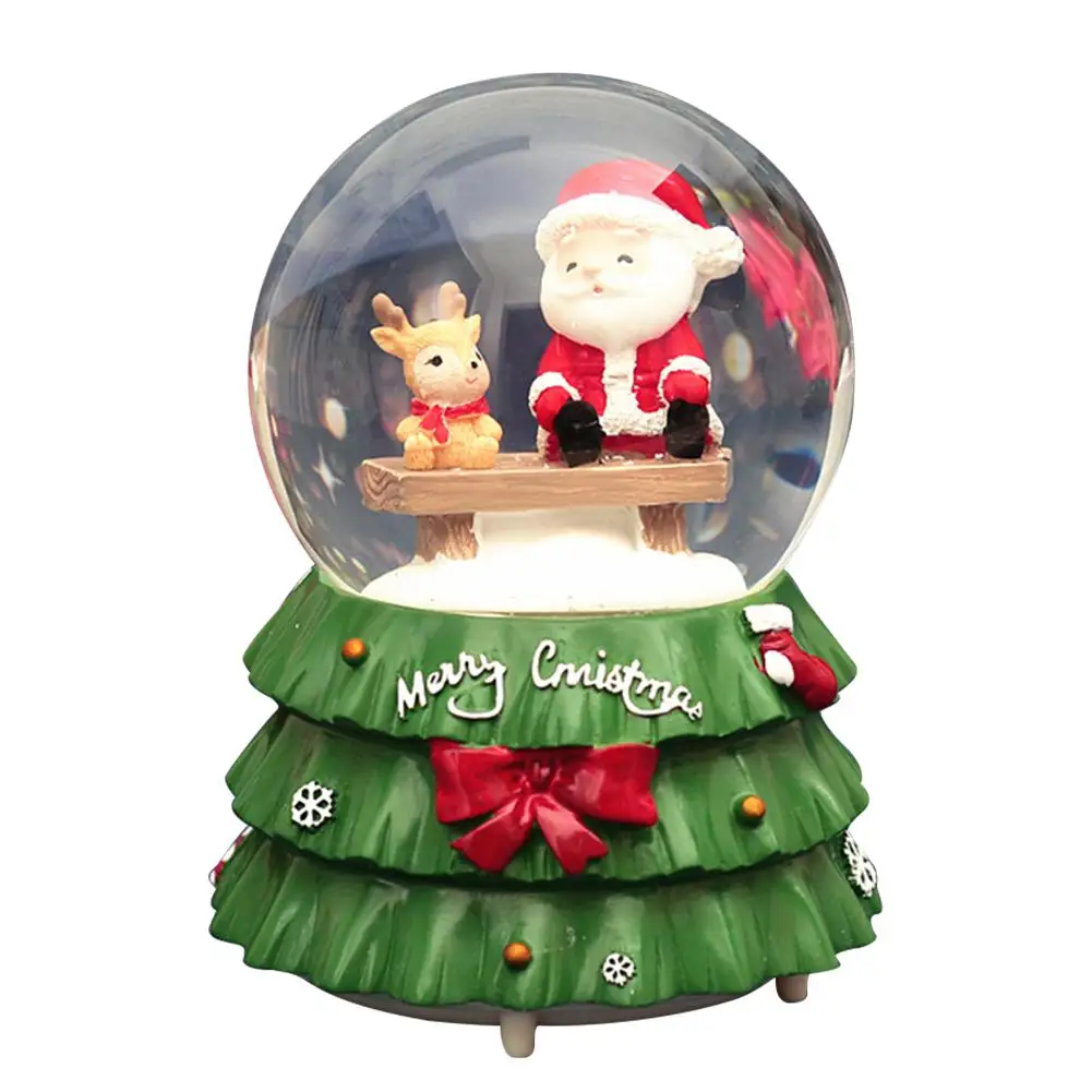 Рождественский снежный шар Снежный дом хрустальный шар вращающийся светильник Голосовое управление музыкальная шкатулка подарок на день рождения для подруги