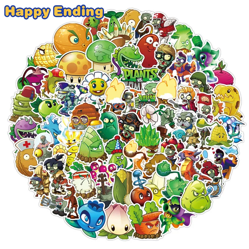 50 Pcs/pack Plants Vs. Zombies Stickers Game Graffiti Sticker For Kid