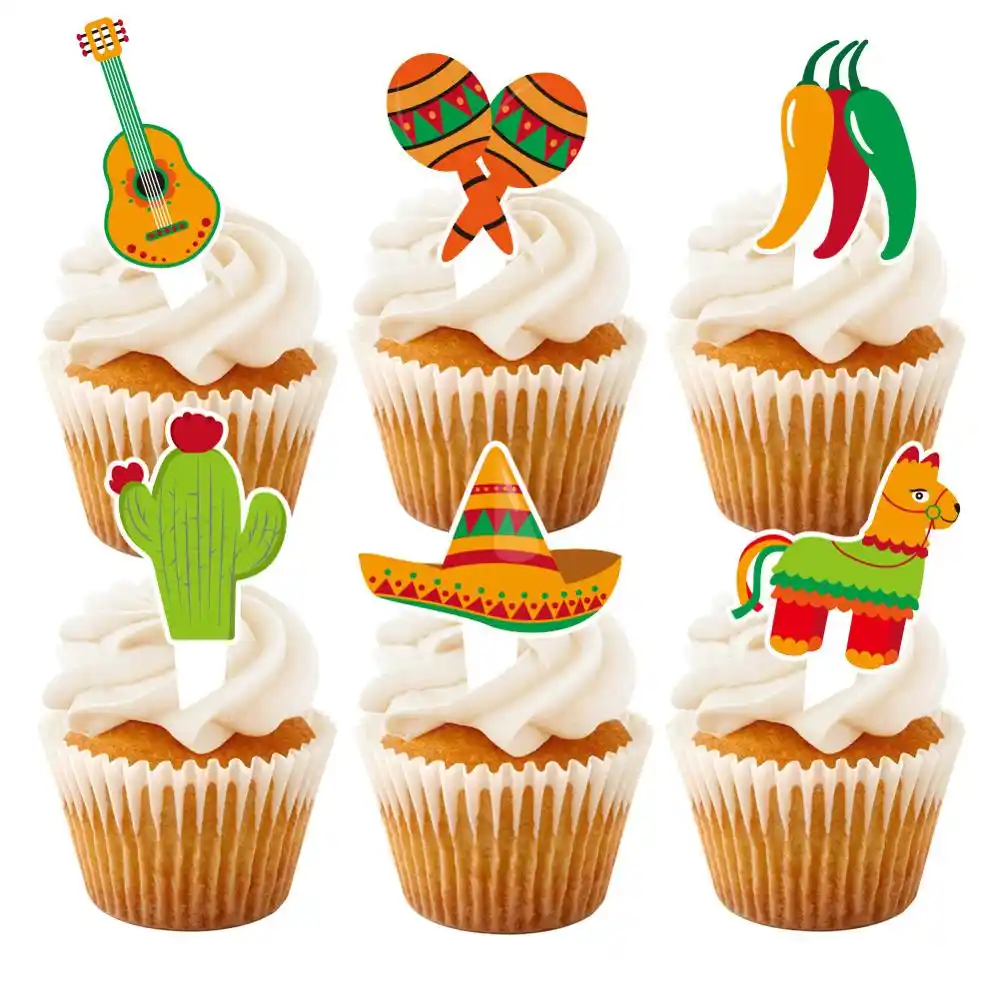Decorations De Gateau D Anniversaire Sur Le Theme Du Mexique 6 Pieces En Forme De Guitare Mignon Animal Cheval Cactus Fournitures De Fete Tropicale D Ete Aliexpress