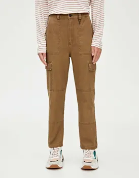 

2020 Spring Summer New Hem khaki black Retractable zaraing women Cargo Pants sheining zanzeaing female tool trousers HJY8761