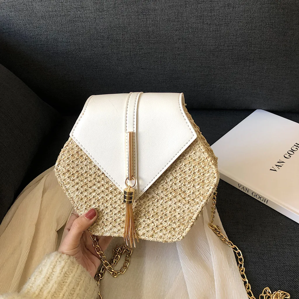 

Fashion Shoulder Bag Women Retro Weave Leather Handbags Female Clutch Tassel Chain Bag Lady Female Crossbody Bags Bolsas Femme