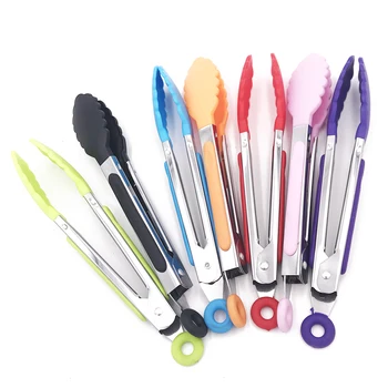 

Stainless steel Silicone Kitchen Tongs BBQ Clip Salad Bread Cooking Food Serving Tongs Kitchen Tools