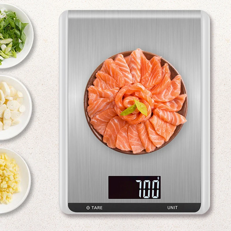 Цифровые кухонные весы из нержавеющей стали, электронные весы для выпечки еды, ЖК-дисплей с подсветкой, цифровые кухонные весы