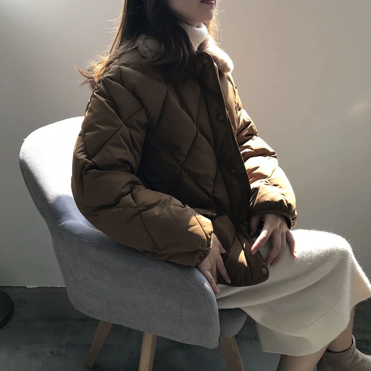 Mooirue, осенне-зимняя парка, Корейская Повседневная Женская одежда с хлопковой подкладкой, свободная теплая однотонная куртка, новое хлопковое пальто