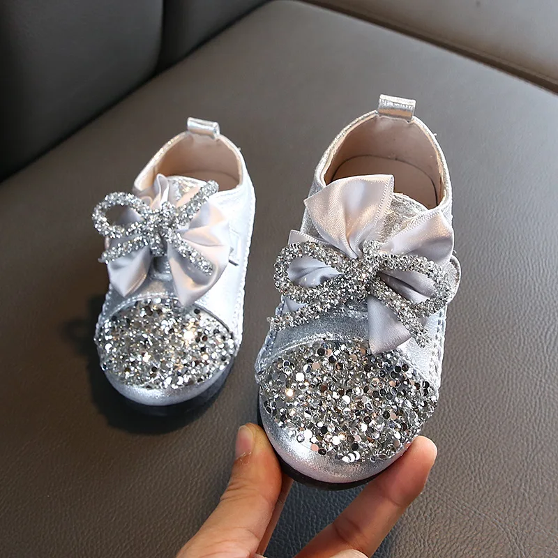

Children Princess Shoes New 2019 Girls Sequins Wedding Party Kids Baby Enfants Hot Shoes for Girls Pink Silver School Dance
