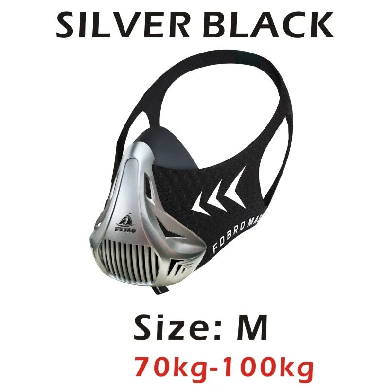 FDBRO Беговая Спортивная маска для фитнеса, тренировки, сопротивление поднятию, кардио, выносливость, Спортивная маска для фитнеса, тренировок, Спортивная маска 3,0 - Цвет: Silver Black M