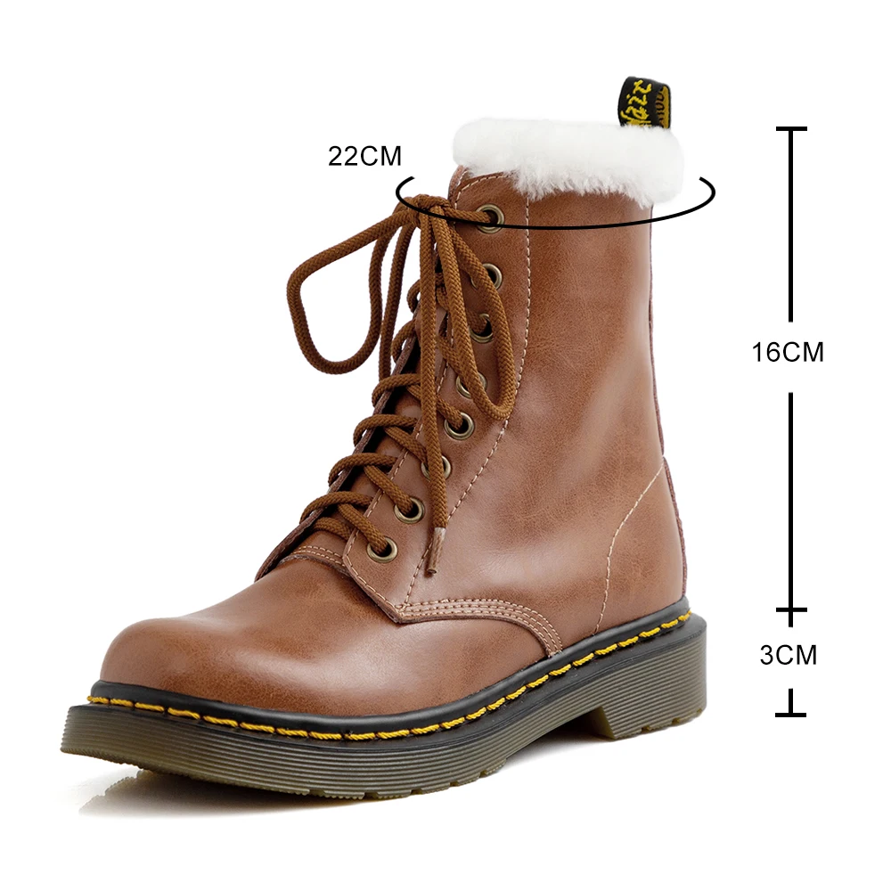 Goedkoop Echt Leer Martin Laarzen Vrouwen Winter Warm Bont Platform Dr Motorfiets Schoenen Vrouwen Pluche Enkellaarsjes Vrouwelijke Punk Bootts