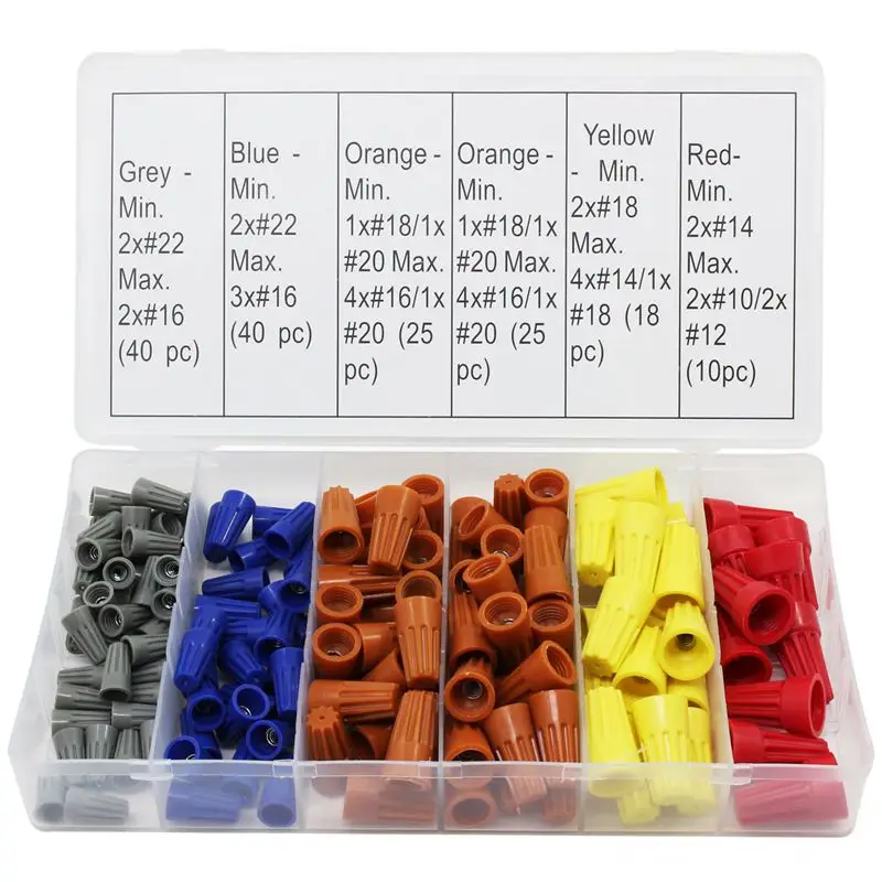 

158Pcs 5 Colors Electrical Wire Connector Twist-On Screw Terminal Spring Inserted Nuts Caps Assortment Set