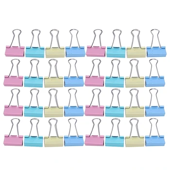

24 assorted school office medium metal binder clips 32 mm