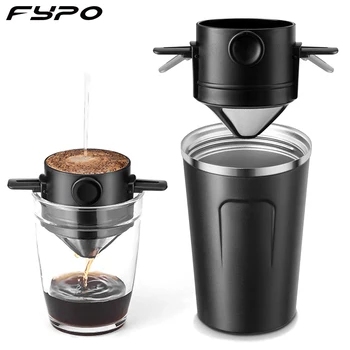 

Stainless Steel Coffee Mug ,500ml Portable Pour Over Coffee Filter, Reusable Stainless Steel Cone Coffee Dripper For Christmas
