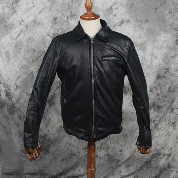 

P124 Read Description! Asian size super top quality genuine horse leather jacket slim classic horsehide stylish rider jacket