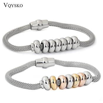 

New Arrival 2019 Net Chain Bracelet With Magnet Clasp Fashion Stainless Steel Beads Charm Bracelets Jewelry for Women